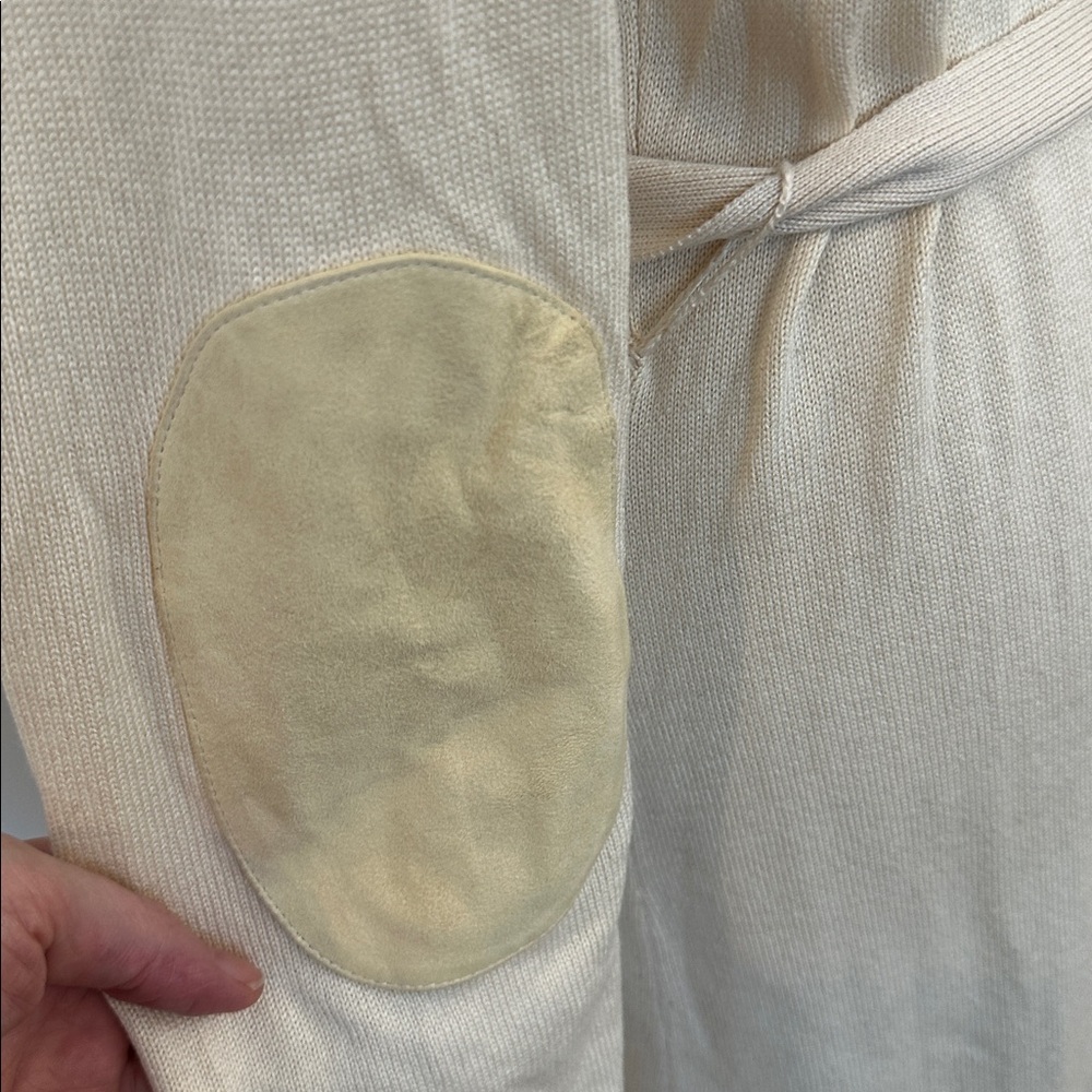 Ralph Lauren Vintage Silk Cashmere Leather Cream Knit Cardigan Old Money Large - Picture 6 of 9